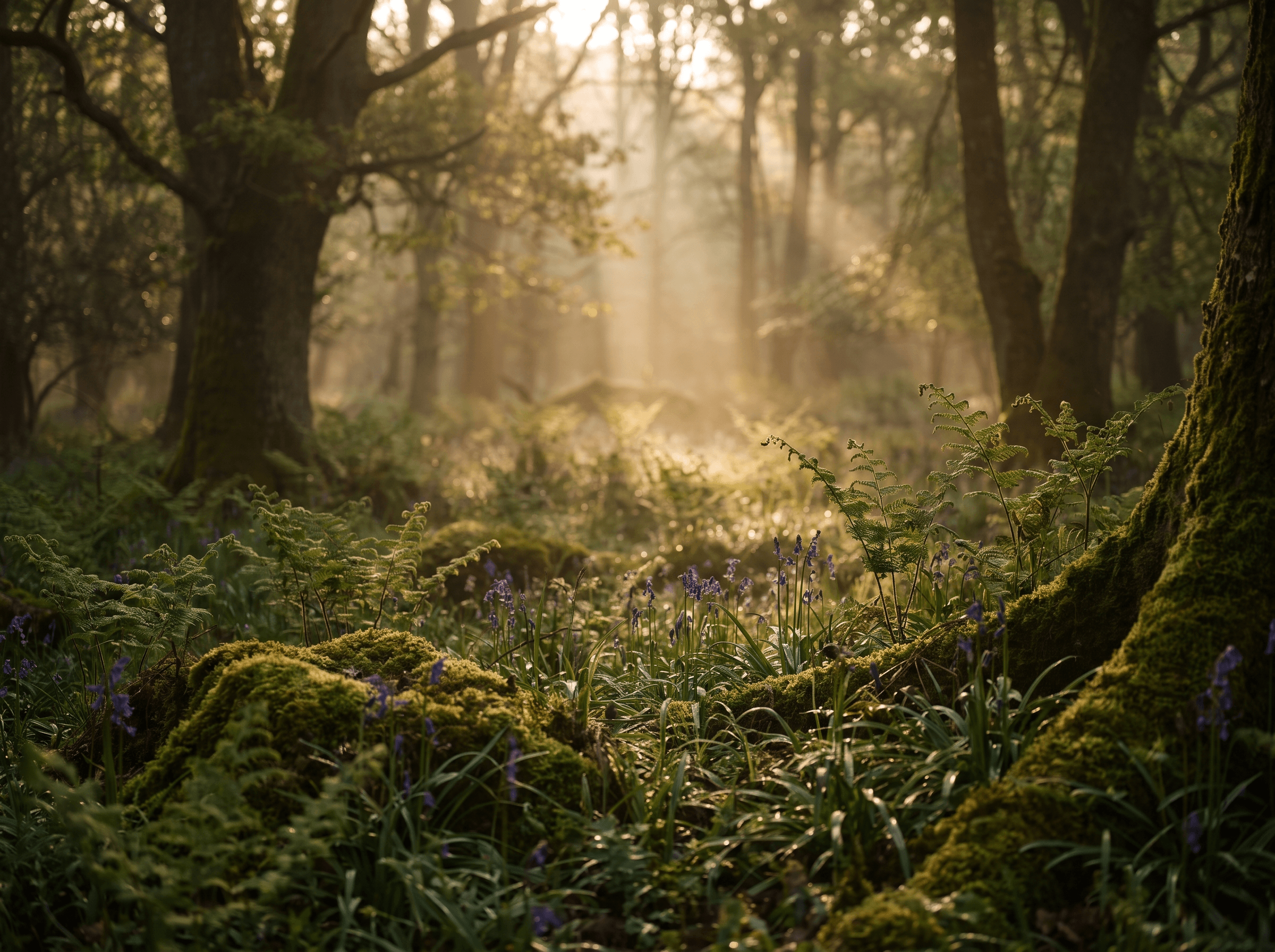 Wald bei goldenem Licht