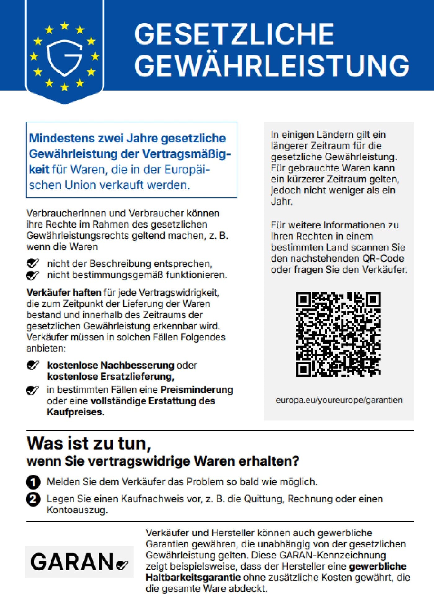 Gesetzliche Gewährleistung